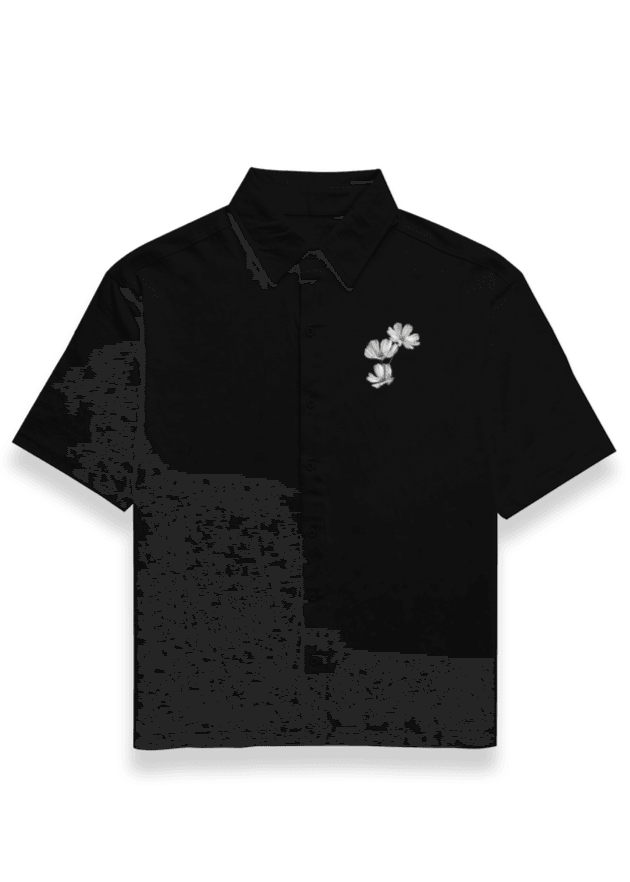 Minimalist Daisy Oversized Black Shirt - Fifth Rebel