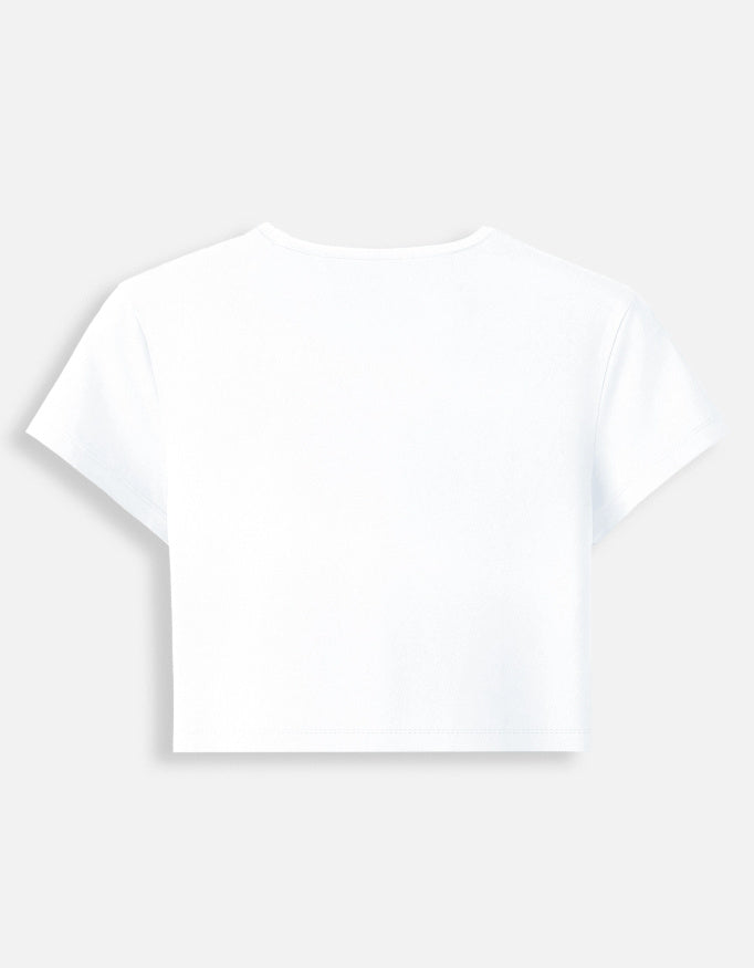 Imperfect Iconic statement quote printed on cropped baby tee