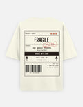 Fragile Handle With Care label-style print on unisex heavyweight oversized t-shirt