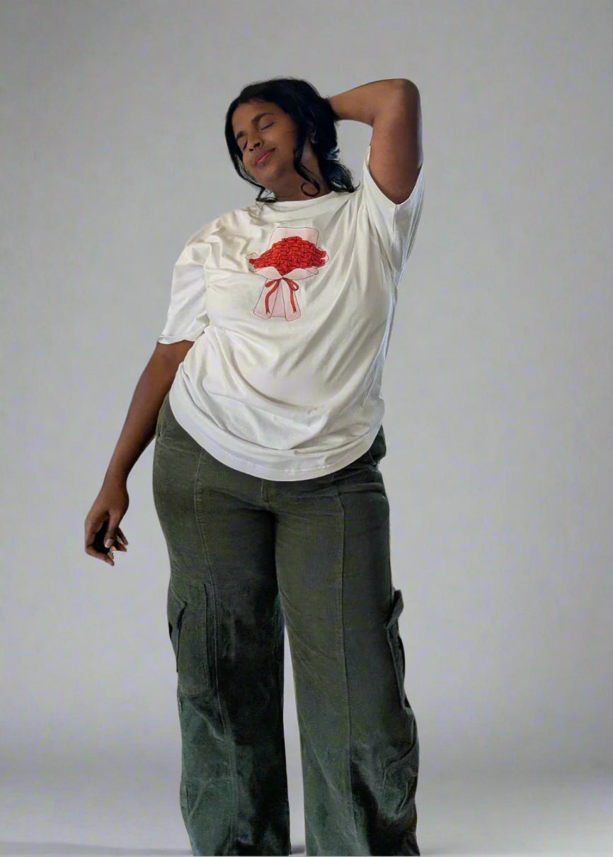 Rose Oversized T shirt for women