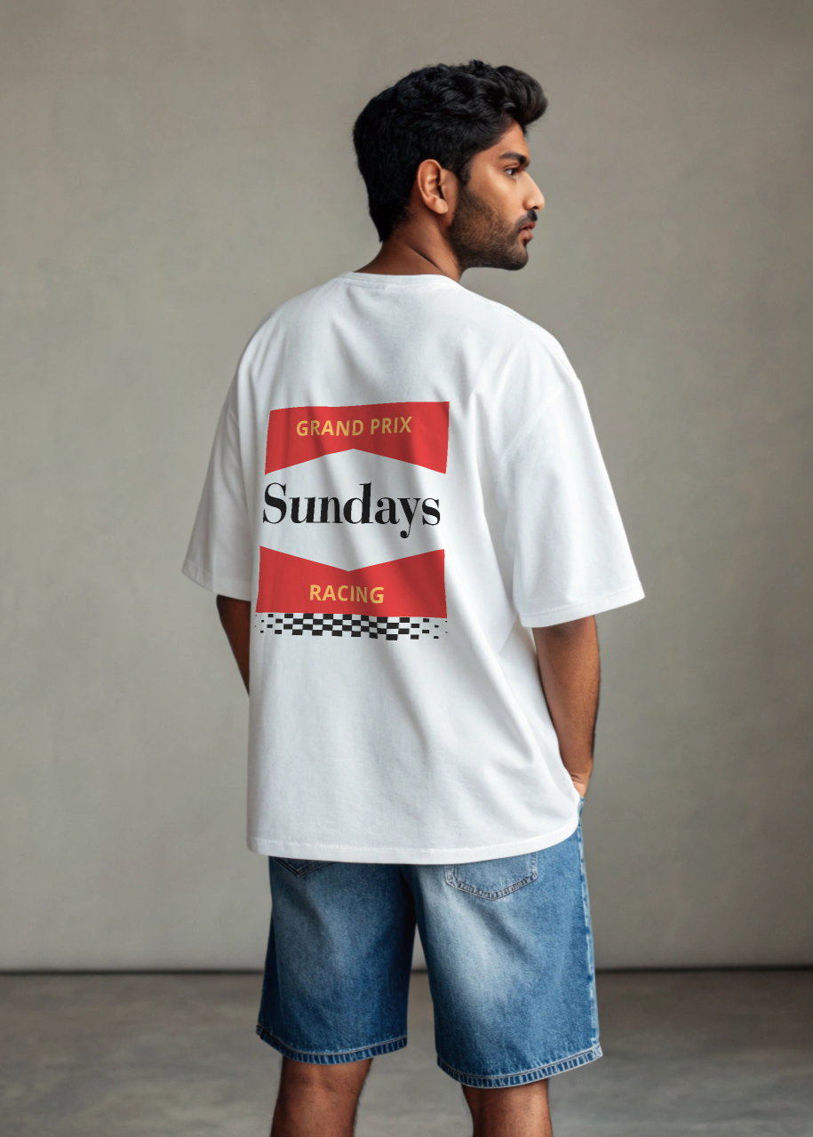 Checkered Flag Racing Tee – Unisex Oversized Grand Prix T-Shirt
