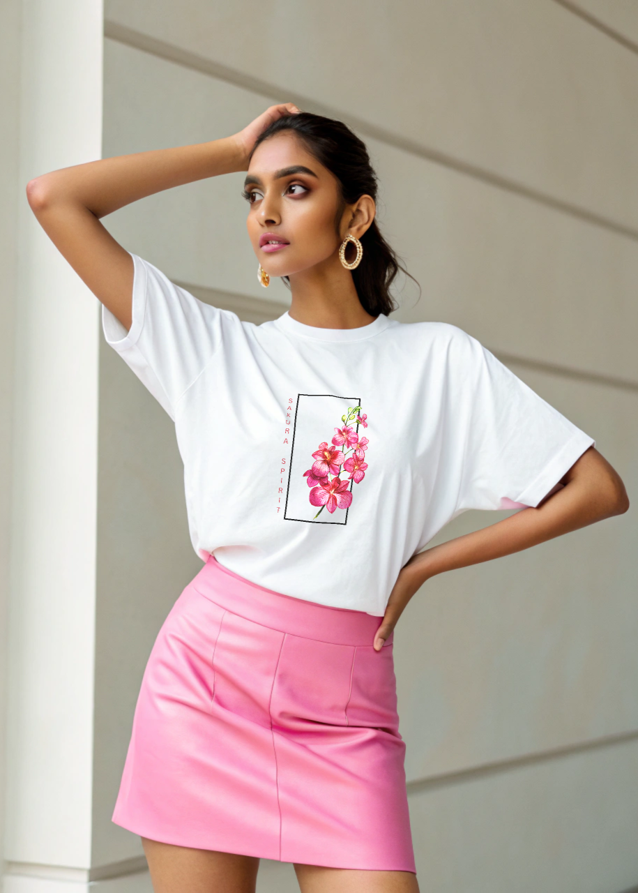 Oversized Sakura Spirit Tee – Let Your Spirit Bloom