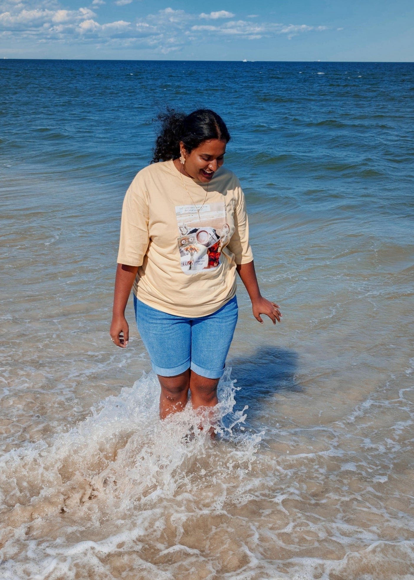 Self-Love Affirmation Oversized Tee – Vintage Scrapbook Graphic Shirt